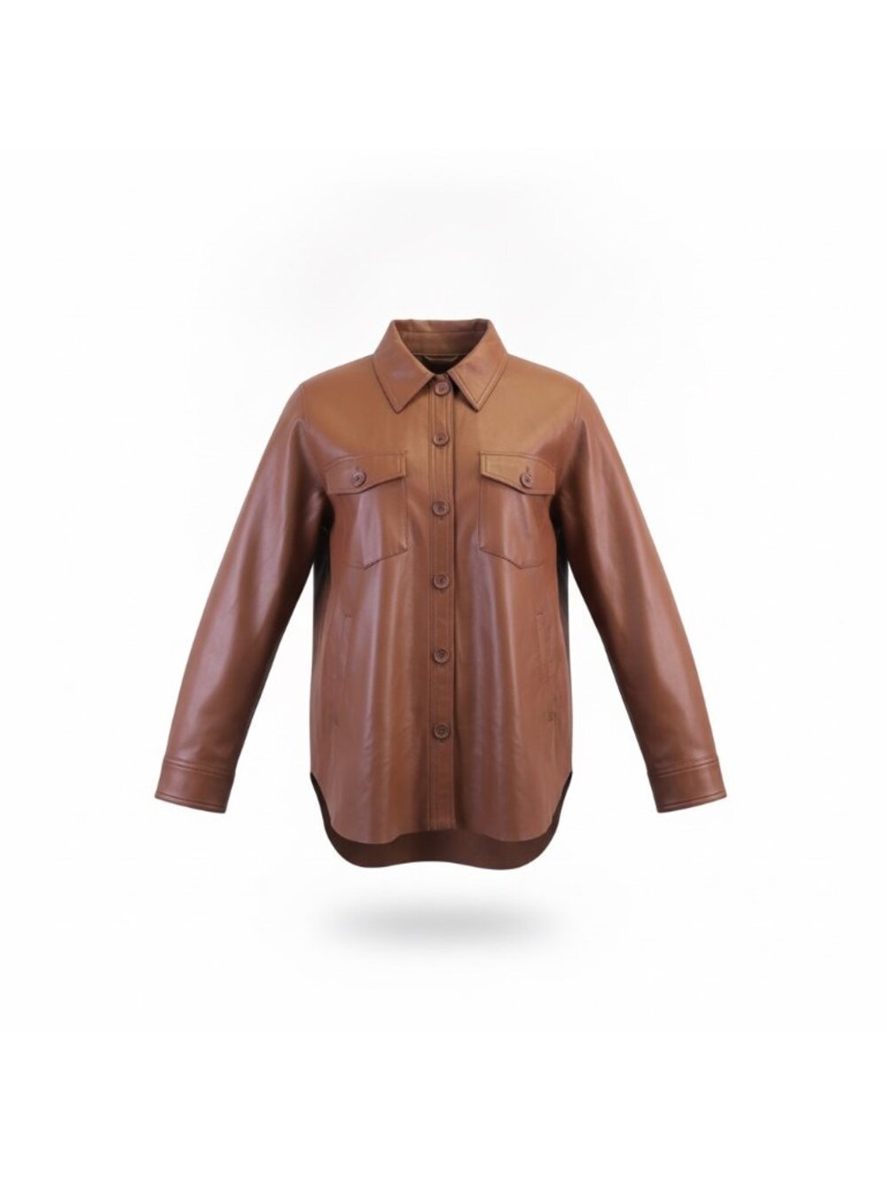 Blanknyc Womens Brown Polyurethane Shirt Jacket Button Front Faux Leather Sz M
